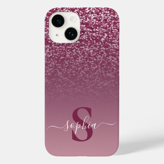 Eleganter Glitzer mit Monogramm Name Case-Mate iPhone Hülle (Rückseite)
