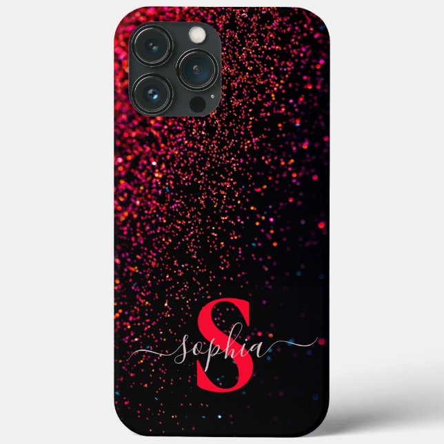 Eleganter Glitzer mit Monogramm Name Case-Mate iPhone Hülle (Rückseite)