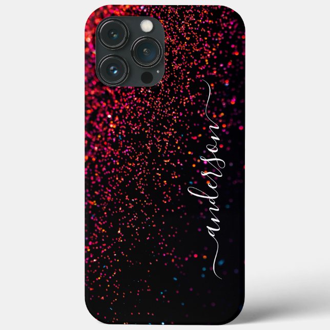 Eleganter Glitzer mit Monogramm Name Case-Mate iPhone Hülle (Rückseite)
