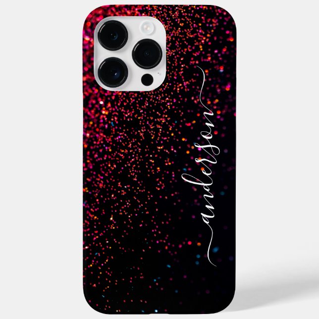 Eleganter Glitzer mit Monogramm Name Case-Mate iPhone Hülle (Rückseite)