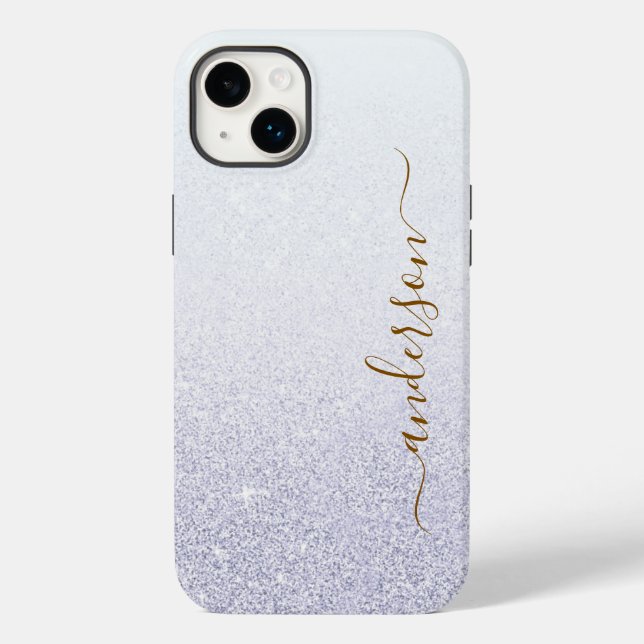 Eleganter Glitzer mit Monogramm Name Case-Mate iPhone Hülle (Rückseite)