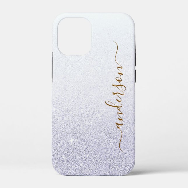 Eleganter Glitzer mit Monogramm Name Case-Mate iPhone Hülle (Rückseite)
