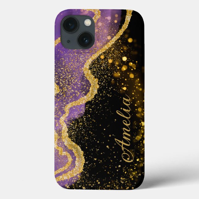 Eleganter Glitzer mit Monogramm Name Case-Mate iPhone Hülle (Rückseite)