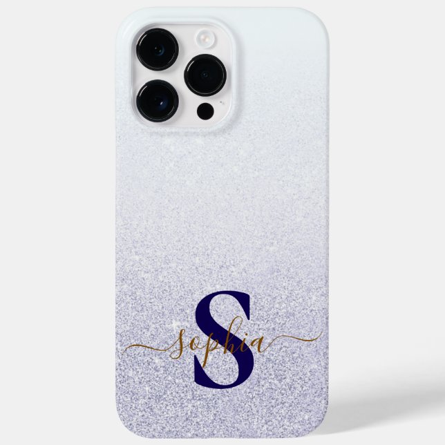 Eleganter Glitzer mit Monogramm Name Case-Mate iPhone Hülle (Rückseite)
