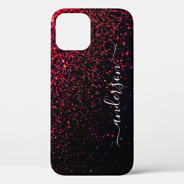 Eleganter Glitzer mit Monogramm Name Case-Mate iPhone Hülle (Rückseite)
