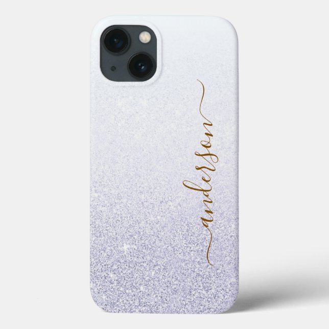Eleganter Glitzer mit Monogramm Name Case-Mate iPhone Hülle (Rückseite)