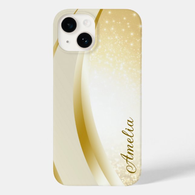 Eleganter Glitzer mit Monogramm Name Case-Mate iPhone Hülle (Rückseite)