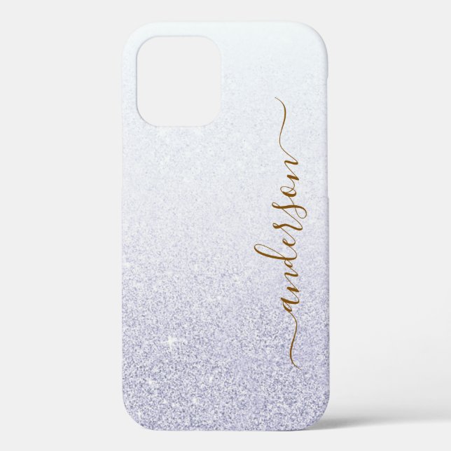 Eleganter Glitzer mit Monogramm Name Case-Mate iPhone Hülle (Rückseite)