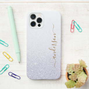 Eleganter Glitzer mit Monogramm Name iPhone 12 Pro Hülle