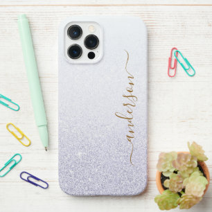 Eleganter Glitzer mit Monogramm Name iPhone 12 Pro Max Hülle