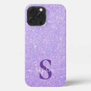 Eleganter Glitzer mit Monogramm Name iPhone 13 Pro Max Hülle