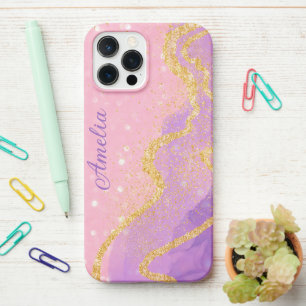 Eleganter Glitzer mit Monogramm Name iPhone 12 Pro Max Hülle