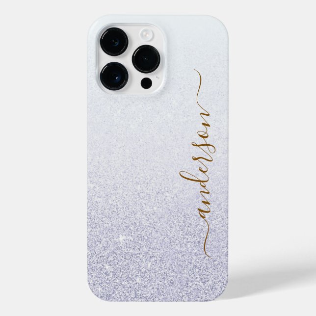 Eleganter Glitzer mit Monogramm Name iPhone Hülle (Rückseite)