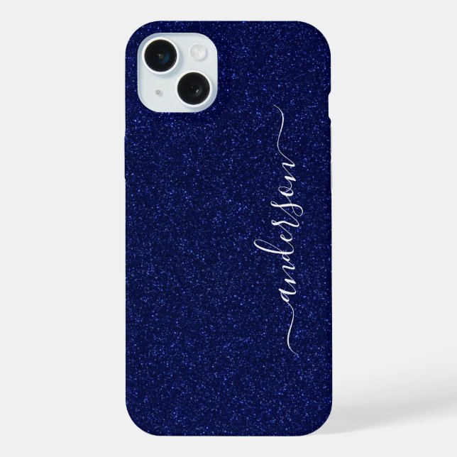 Eleganter Glitzer mit Monogramm Name iPhone Hülle (Rückseite)