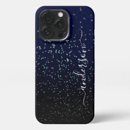 Eleganter Glitzer mit Monogramm Name iPhone 13 Pro Hülle
