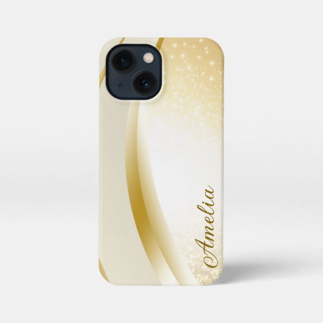 Eleganter Glitzer mit Monogramm Name iPhone Hülle (Rückseite)