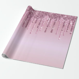 Eleganter Glitzer mit rosa Rosengold Tropfen Geschenkpapier