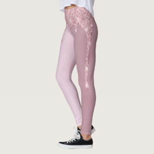 Eleganter Glitzer mit rosa Rosengold Tropfen Leggings
