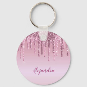Eleganter Glitzer mit rosa Rosengold Tropfen Schlüsselanhänger