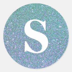 Eleganter Glitzer Monogram Umschlag Aufkleber