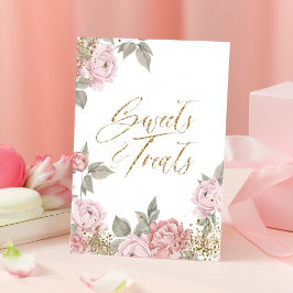 Eleganter Glitzer Peony Florals Süßigkeiten & Leck Poster