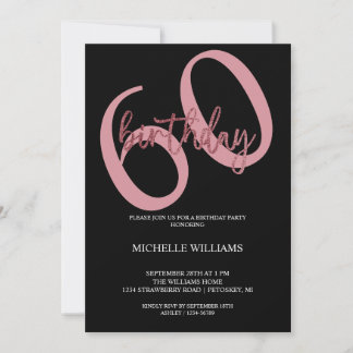 Eleganter Glitzer Pink Calligraphy Birthday Invita Einladung