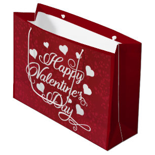 Eleganter Glitzer Red Happy Valentine's Day Große Geschenktüte