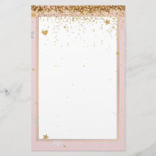 Eleganter Glitzer, rosa Goldpapier 5,5" x 8,5" Briefpapier