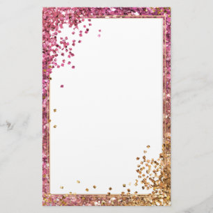 Eleganter Glitzer, rosa Goldpapier 5,5" x 8,5" Briefpapier