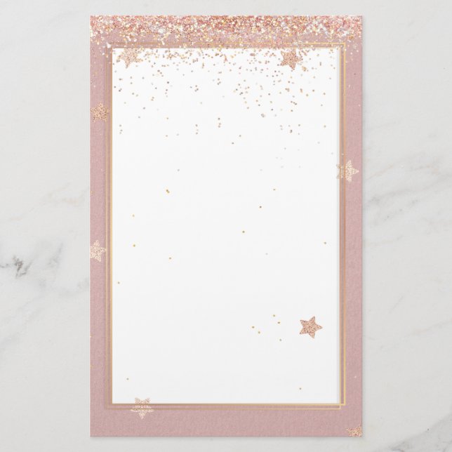 Eleganter Glitzer, rosa Goldpapier 5,5" x 8,5" Briefpapier (Vorderseite)