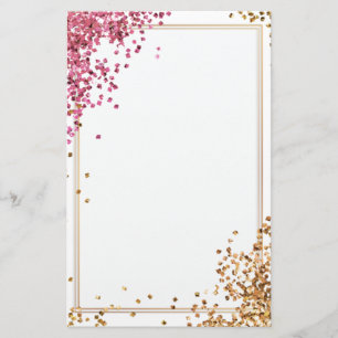 Eleganter Glitzer, rosa Goldpapier 5,5" x 8,5" Briefpapier