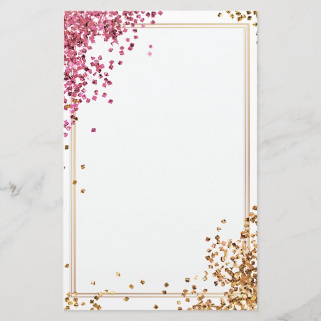 Eleganter Glitzer, rosa Goldpapier 5,5" x 8,5" Briefpapier (Vorderseite)