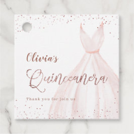 Eleganter Glitzer Rose Gold mit Kleid quinceañera Geschenkanhänger