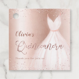 Eleganter Glitzer Rose Gold mit Kleid quinceañera Geschenkanhänger