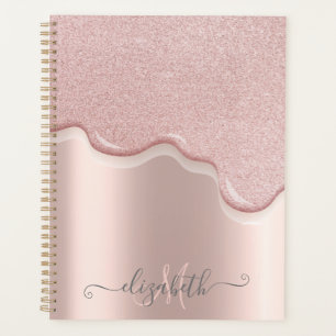 Eleganter Glitzer Rose Gold Tropfen Monogramm Planer
