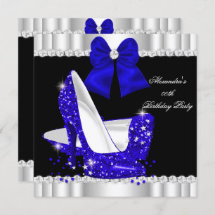 Eleganter Glitzer Royal Blue Glamour High Heels Einladung