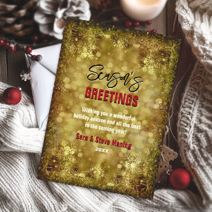 Eleganter Glitzer Schneeflocken Weihnachtsgrüße Feiertagskarte