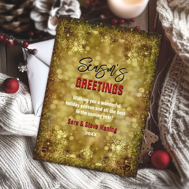 Eleganter Glitzer Schneeflocken Weihnachtsgrüße Feiertagskarte (Von Creator hochgeladen)