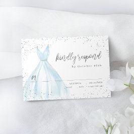 Eleganter Glitzer silberblaues Kleid quinceañera U RSVP Karte