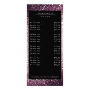 Eleganter Glitzer Silberlila Preisschild Werbekarte