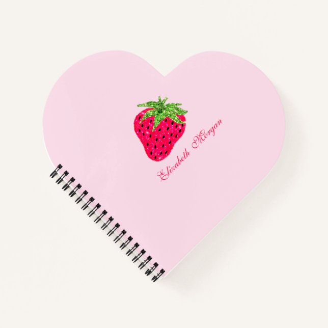 Eleganter Glitzer Strawberry Notizbuch (Vorderseite)