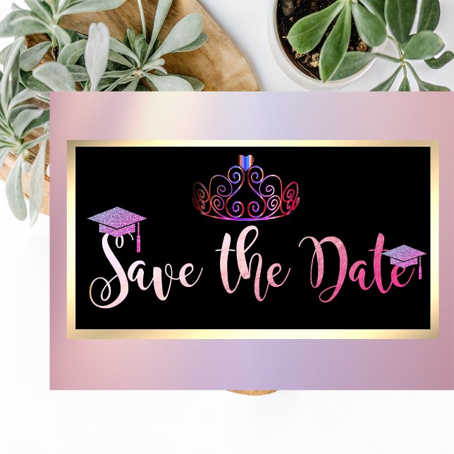 Eleganter Glitzer, Tiara Abschluss Save the Date (Von Creator hochgeladen)