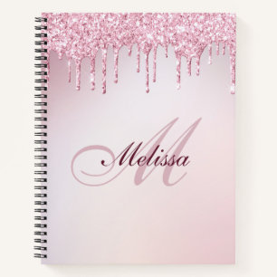 eleganter Glitzer Tropfen trendy Girly Monogram Notizbuch