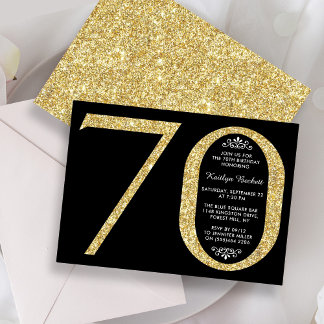 Eleganter Glitzer Typografie 70. Geburtstag Einladung