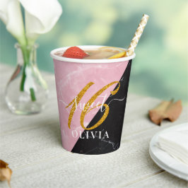 Eleganter Glitzer und Marmor Sweet 16 Paper Cups Pappbecher