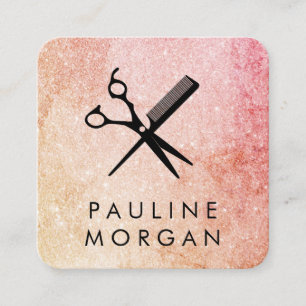 Eleganter Glitzer von Shear und Comb Quadratische Visitenkarte