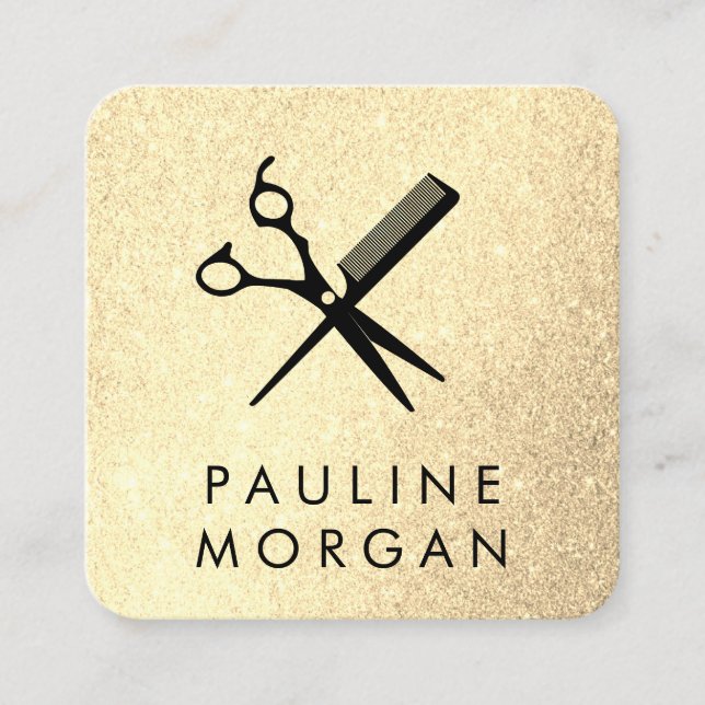 Eleganter Glitzer von Shear und Comb Quadratische Visitenkarte (Vorderseite)