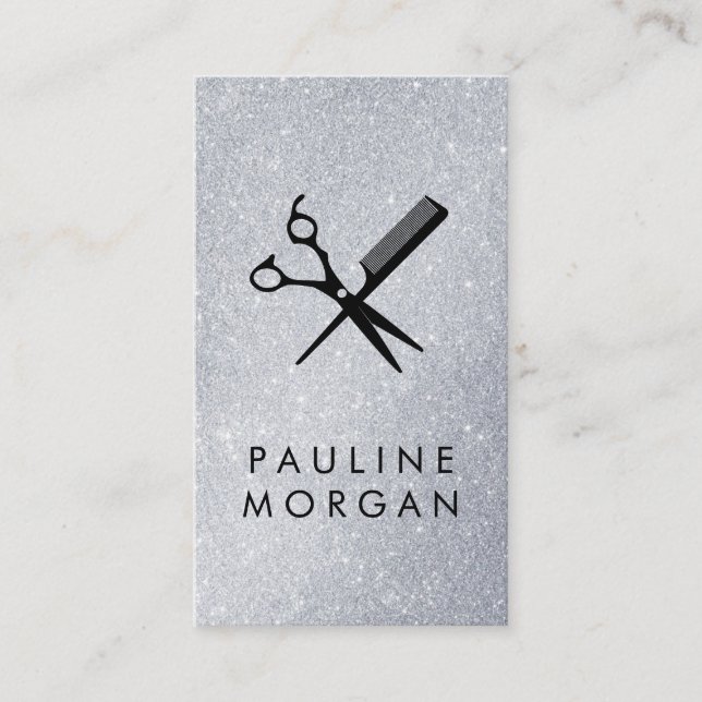 Eleganter Glitzer von Shear und Comb Visitenkarte (Vorderseite)