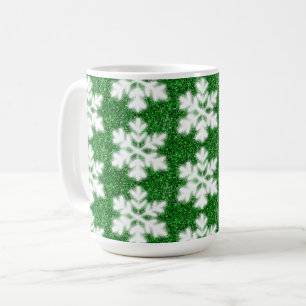 Eleganter glitzernder Glitzer, grüne frostige Schn Kaffeetasse