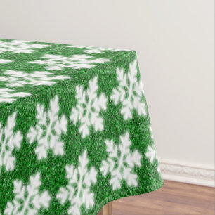 Eleganter glitzernder Glitzer, grüne frostige Schn Tischdecke